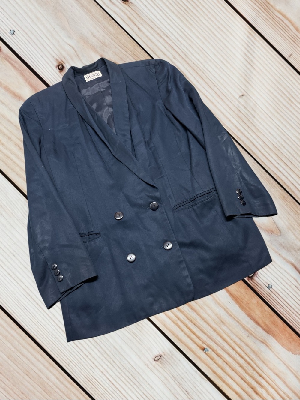 VTG Gianni Sport Made in USA size 14 navy long line blazer